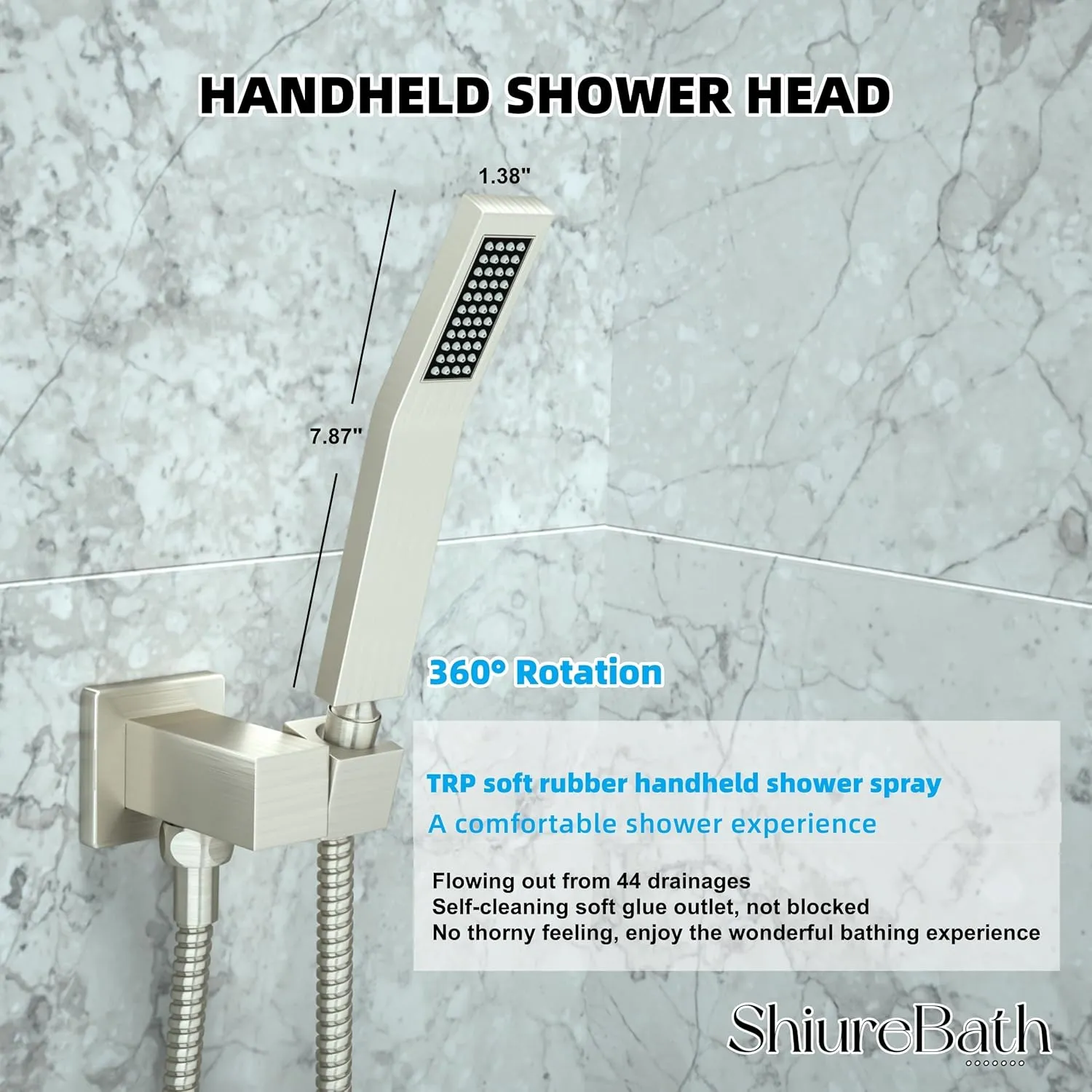 10 Inch Shower Faucet Set with Tub Spout Wall Mounted Shower System for Bathroom with High Pressure 10 Inch Rain Shower head and Handheld Shower Head Set, Brushed Nickel