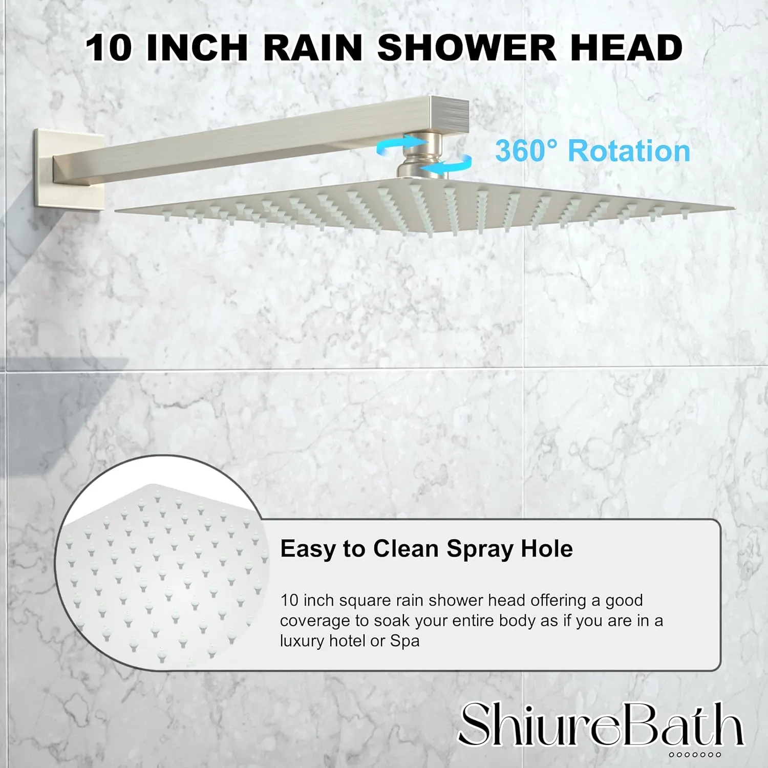 10 Inch Shower Faucet Set with Tub Spout Wall Mounted Shower System for Bathroom with High Pressure 10 Inch Rain Shower head and Handheld Shower Head Set, Brushed Nickel