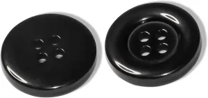 100 Pcs Black Sewing Buttons 3/4" (19 mm) Round Flat Glossy Buttons 4-Hole 30L Plastic Polished Ideal for Uniform Workwear School Chef Aprons Pants Jacket Bags Craft DIY