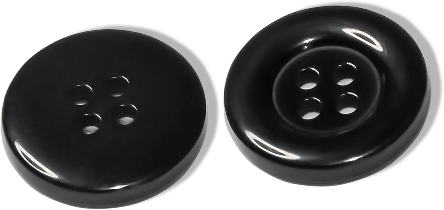 100 Pcs Black Sewing Buttons 3/4" (19 mm) Round Flat Glossy Buttons 4-Hole 30L Plastic Polished Ideal for Uniform Workwear School Chef Aprons Pants Jacket Bags Craft DIY
