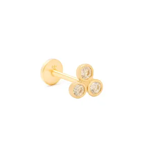 14K Triple Zirconia Piercing