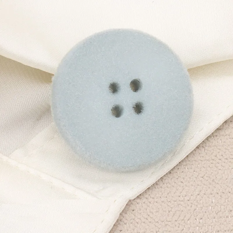 15-25mm White Black Blue Flat Four-Eye Flocked Velvet Buttons 20 Pack