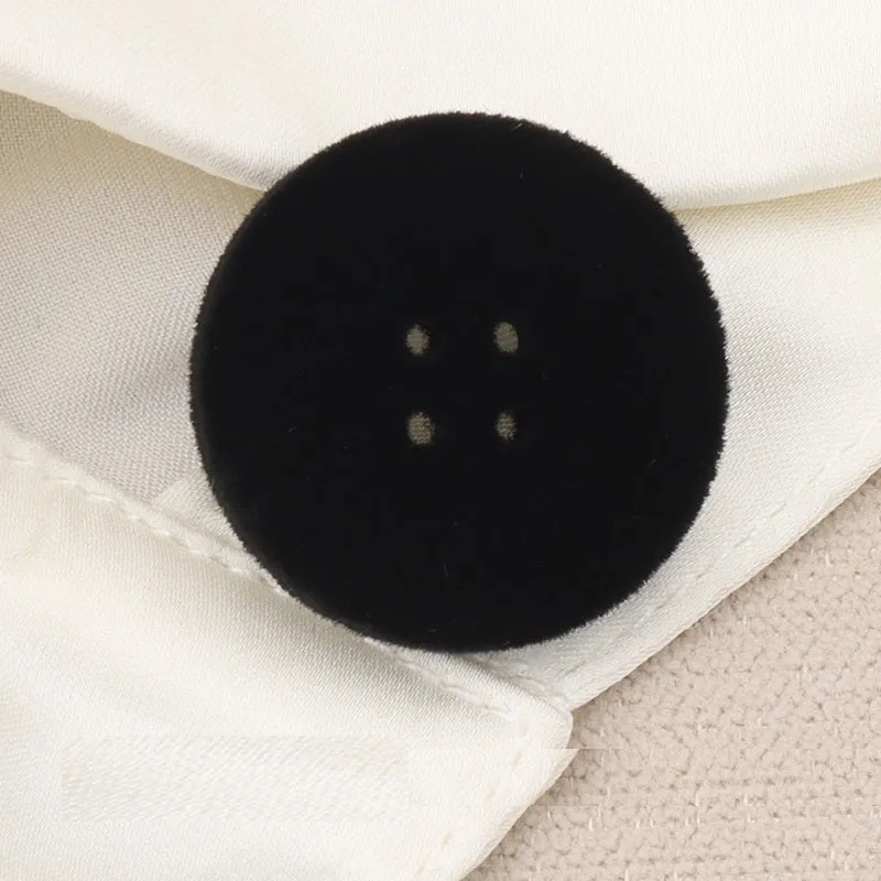 15-25mm White Black Blue Flat Four-Eye Flocked Velvet Buttons 20 Pack