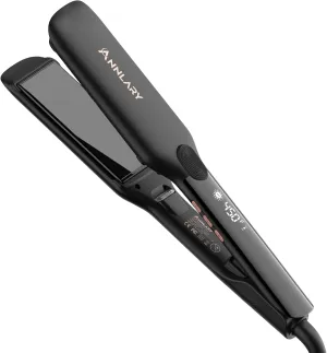 1.75 Inch Hair Straightener, Professional Titanium Plate with Ceramic Coating Ionic Dual Voltage Flat Iron with Anti-Iron Silicone for Less Frizz, Shinier & Smoother Hair
