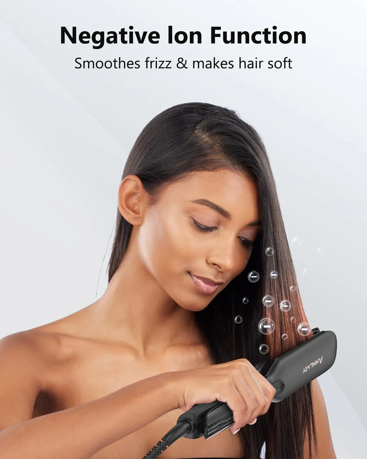 1.75 Inch Hair Straightener, Professional Titanium Plate with Ceramic Coating Ionic Dual Voltage Flat Iron with Anti-Iron Silicone for Less Frizz, Shinier & Smoother Hair
