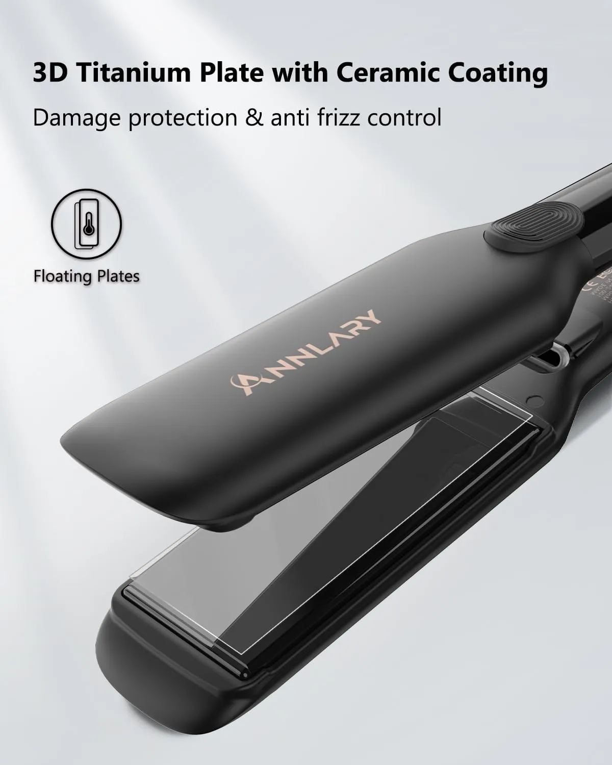 1.75 Inch Hair Straightener, Professional Titanium Plate with Ceramic Coating Ionic Dual Voltage Flat Iron with Anti-Iron Silicone for Less Frizz, Shinier & Smoother Hair