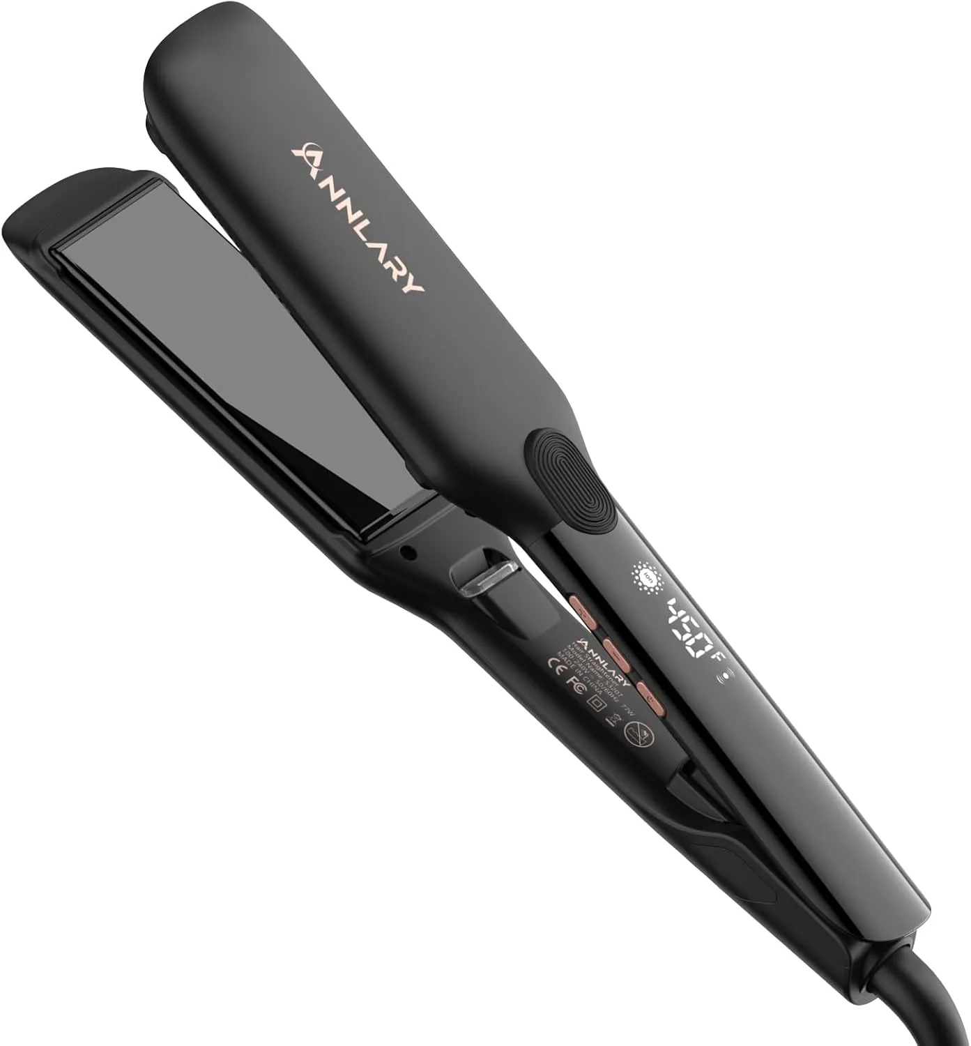 1.75 Inch Hair Straightener, Professional Titanium Plate with Ceramic Coating Ionic Dual Voltage Flat Iron with Anti-Iron Silicone for Less Frizz, Shinier & Smoother Hair