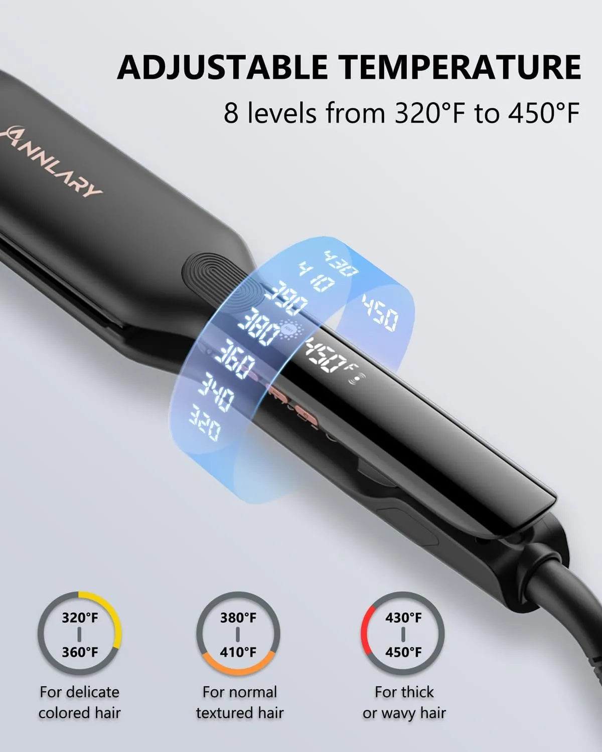 1.75 Inch Hair Straightener, Professional Titanium Plate with Ceramic Coating Ionic Dual Voltage Flat Iron with Anti-Iron Silicone for Less Frizz, Shinier & Smoother Hair