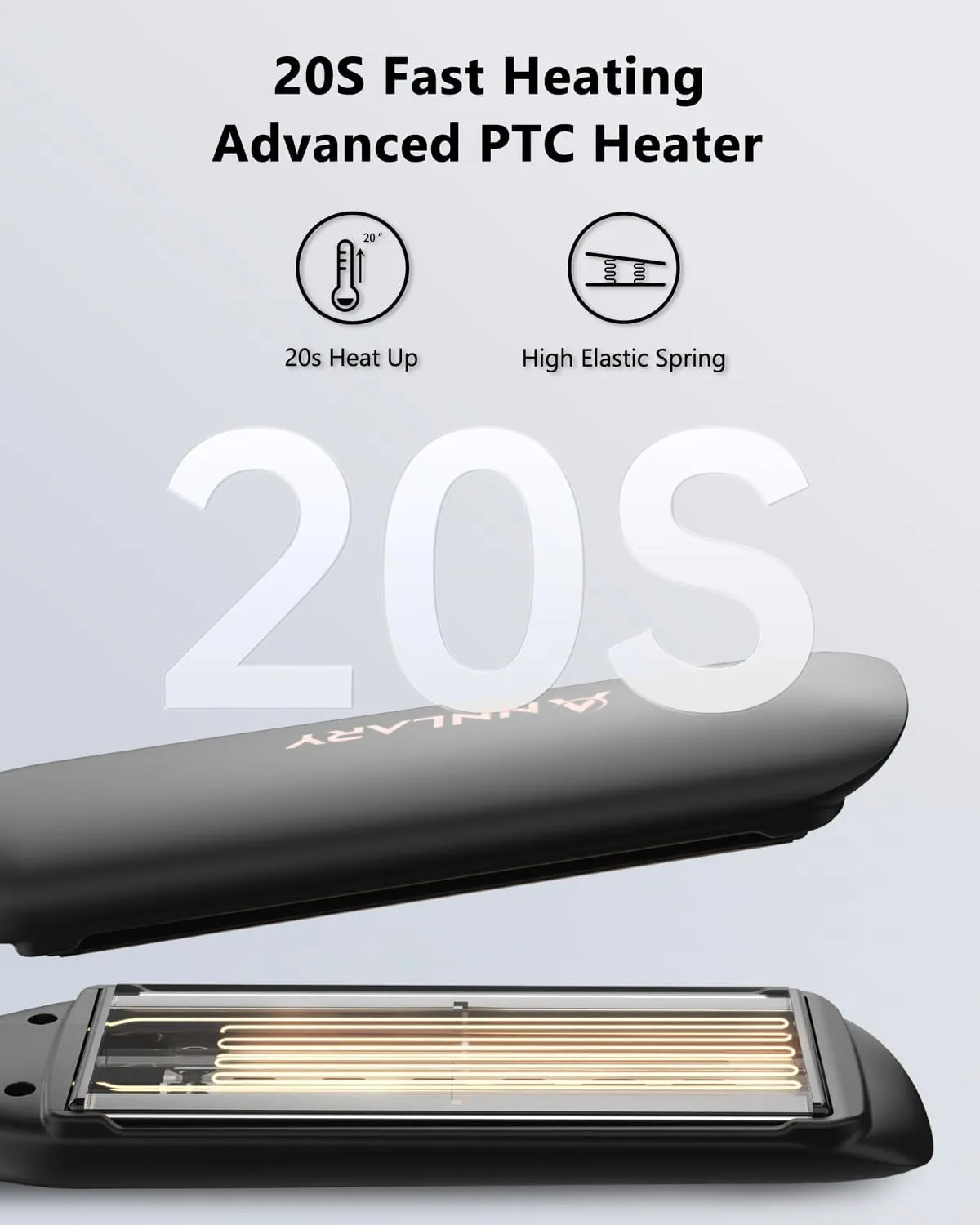 1.75 Inch Hair Straightener, Professional Titanium Plate with Ceramic Coating Ionic Dual Voltage Flat Iron with Anti-Iron Silicone for Less Frizz, Shinier & Smoother Hair