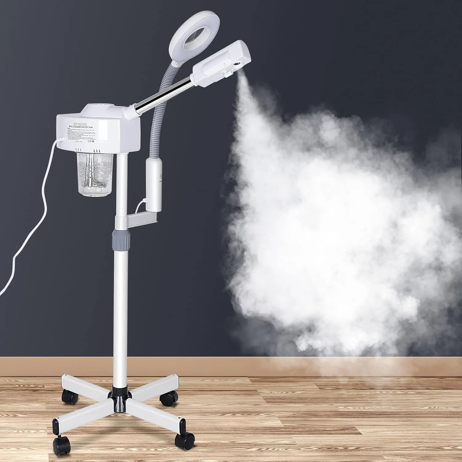 2 in 1 Facial Steamer 5X Magnifying Lamp - Hot Ozone Spa Machine, Mist Face Salon Beauty Skin Care Equipment