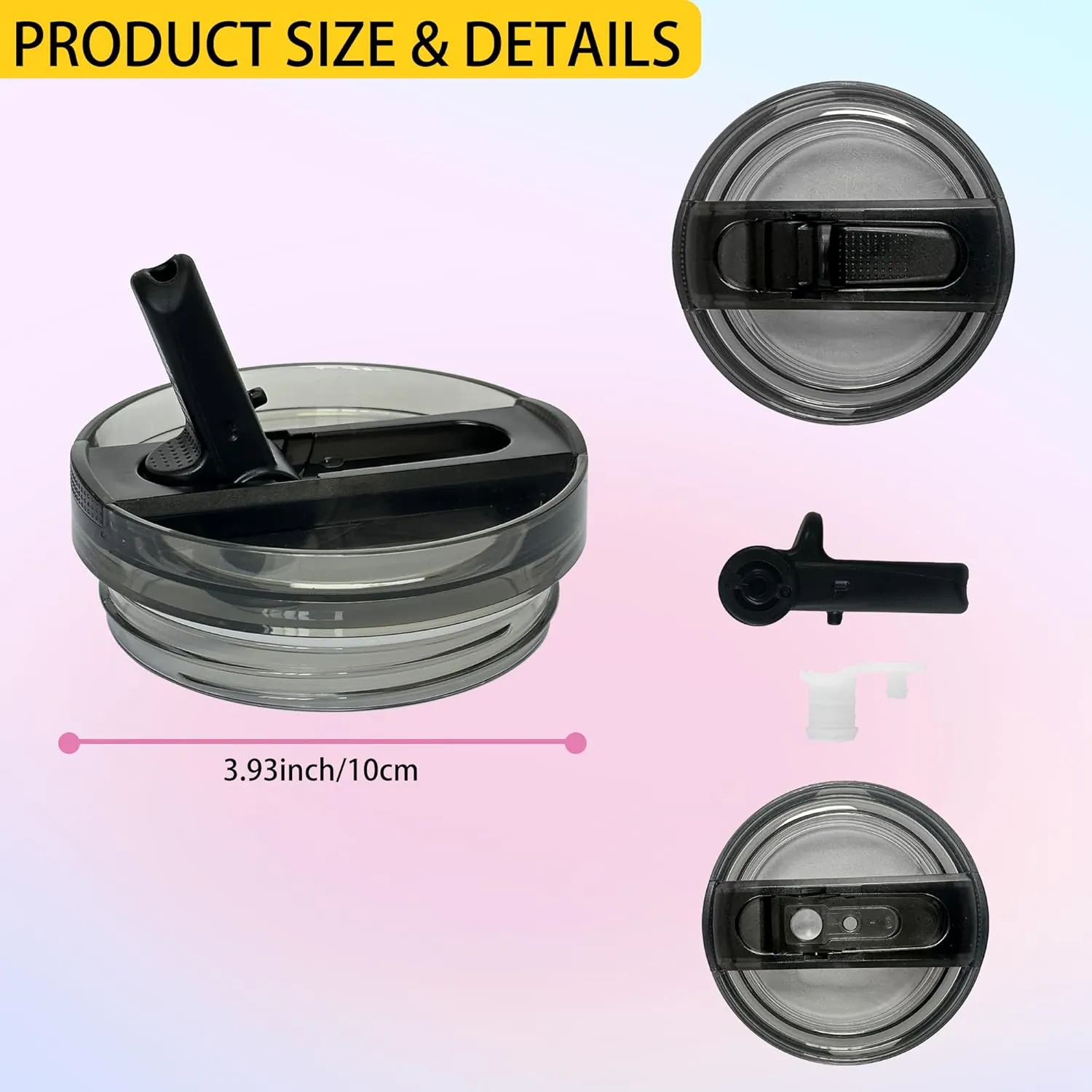 2 Pcs Detachable Flip Straw Lid for Stanley 40oz Quencher ProTour,100% Leak-proof Lid for Stanely 40oz Cup Accessories,Spill Proof and Splash Resistant Tumbler Cover(Black-Camel)