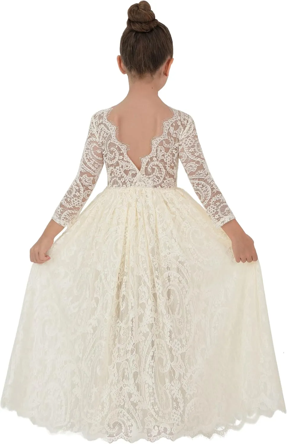 2Bunnies Girl Paisley Lace Back A-Line Straight Tutu Tulle Party Flower Girl Dress