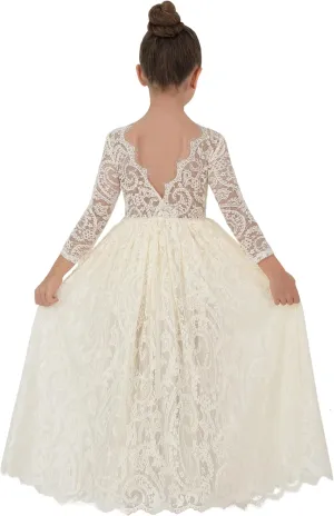 2Bunnies Girl Paisley Lace Back A-Line Straight Tutu Tulle Party Flower Girl Dress