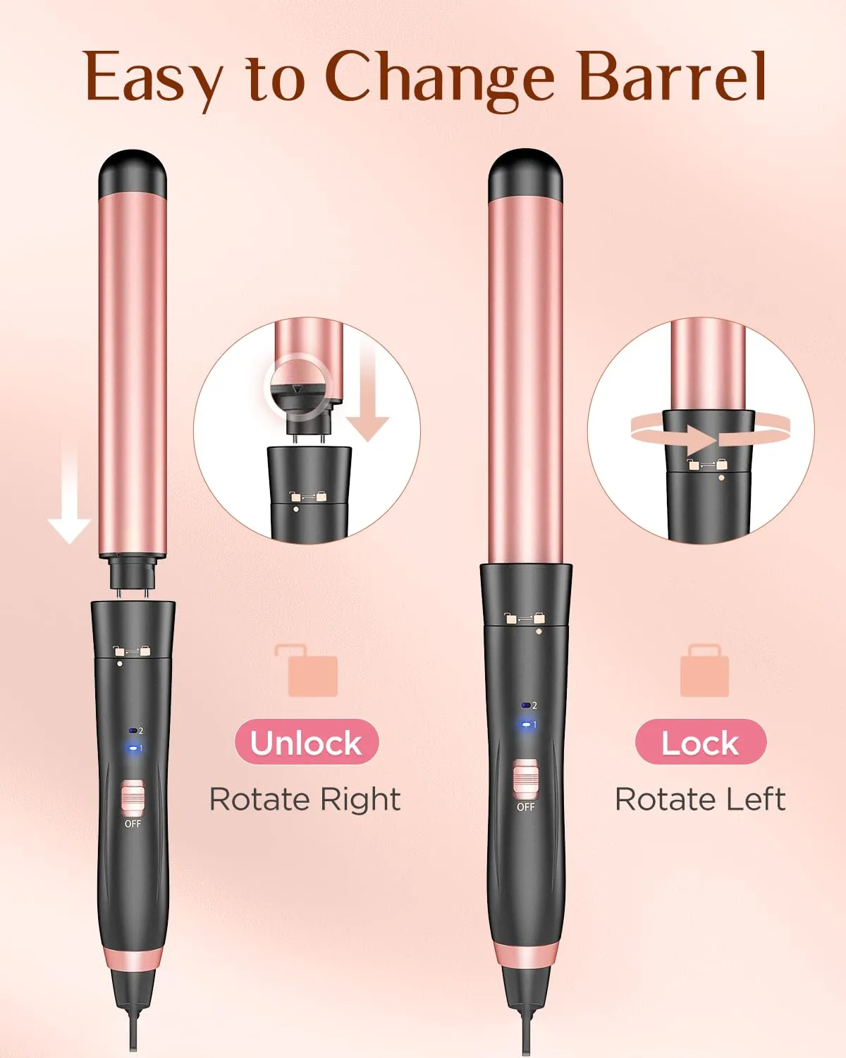 5 in 1 Wand Curling Iron-Kinked Curling Wand Set with Flat Iron Hair Straightener, 3 Barrels Hair Crimper, 3 Ceramic Curling Irons (0.35"-1.25"), 2 Temps Fast Heat Hair Waver Curler with Glove & Clip