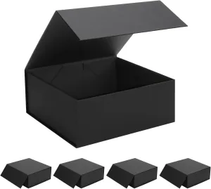 5 Pack Black Gift Box with Lids for Presents, 7.8 x 7 x 3.1 Inch, Groomsmen Bridesmaid Proposal Gift Boxes with Magnetic Closure, Gift Box for Birthday Christmas Wedding