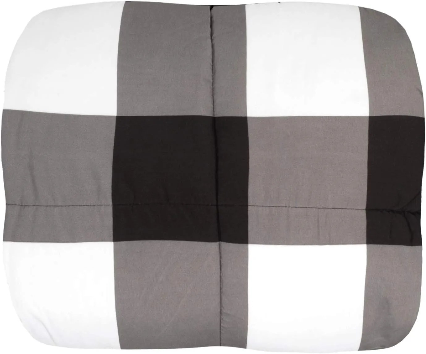 7 Piece Comforter Set Bag Solid Color All Season Soft Down Alternative Blanket & Luxurious Microfiber Bed Sheets, Queen, Buffalo Plaid Black/White