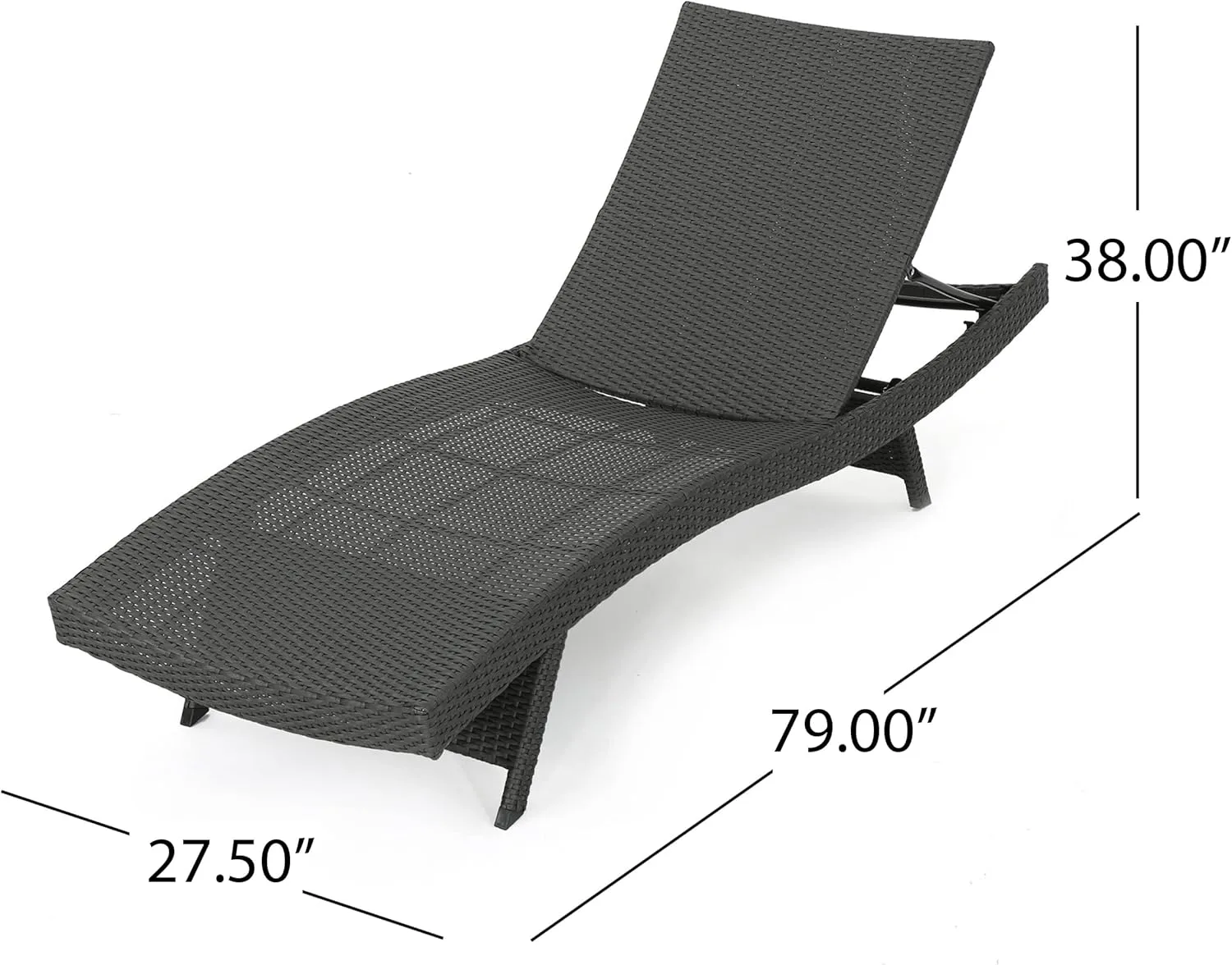 79" Poolside Ergonomic Rattan Chaise Set of 2, Outdoor Dual Adjustable Lounger Set, Sleek Patio Comfy Lounge Chair with 5-Position Adjustable Backrest & Fold-Flat Legs for Beach Deck Pool Yard, Grey