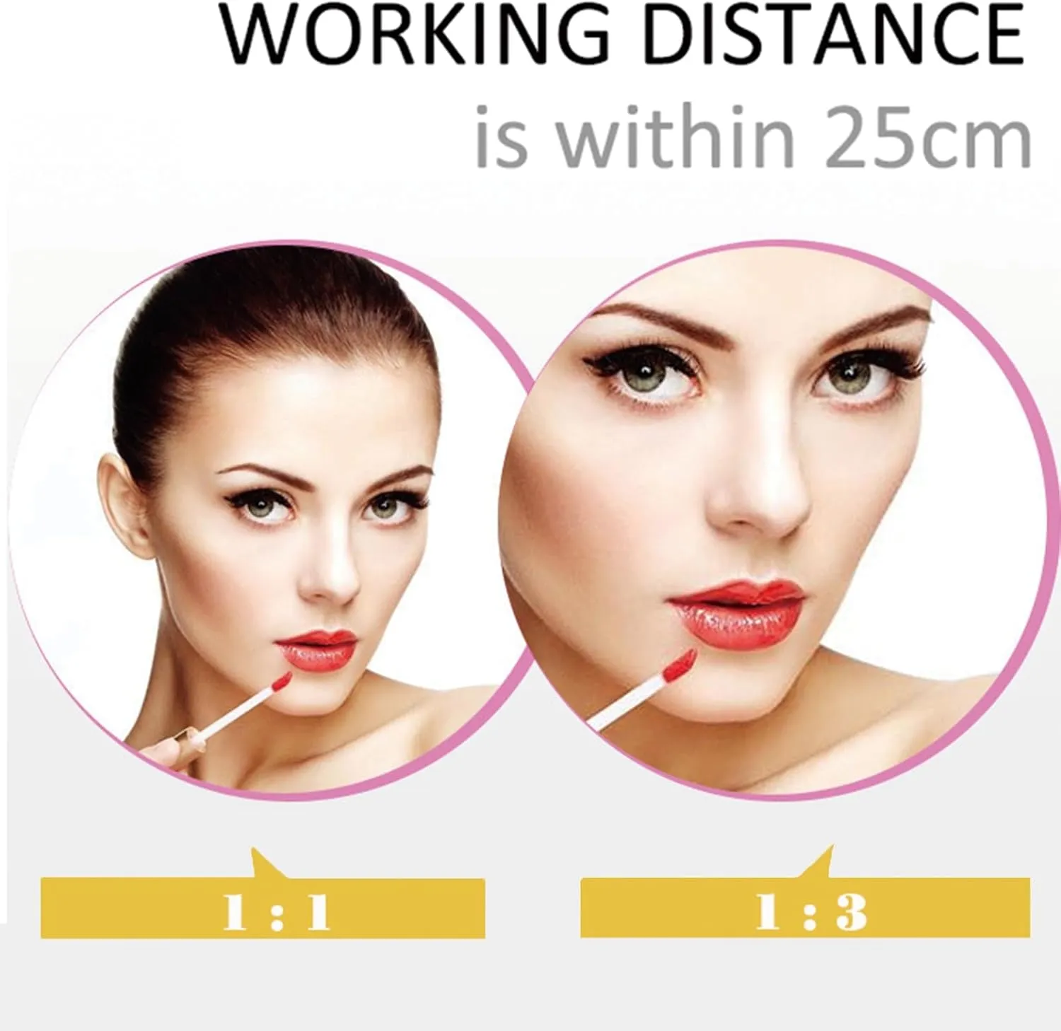 8 Inch Tabletop Standing Makeup Mirror, 2 Sided Rotated Magnifying Vanity Mirror, Countertop Round Brass Chrome HD Shaving Mirror,B,3X