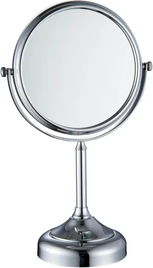 8 Inch Tabletop Standing Makeup Mirror, 2 Sided Rotated Magnifying Vanity Mirror, Countertop Round Brass Chrome HD Shaving Mirror,B,3X