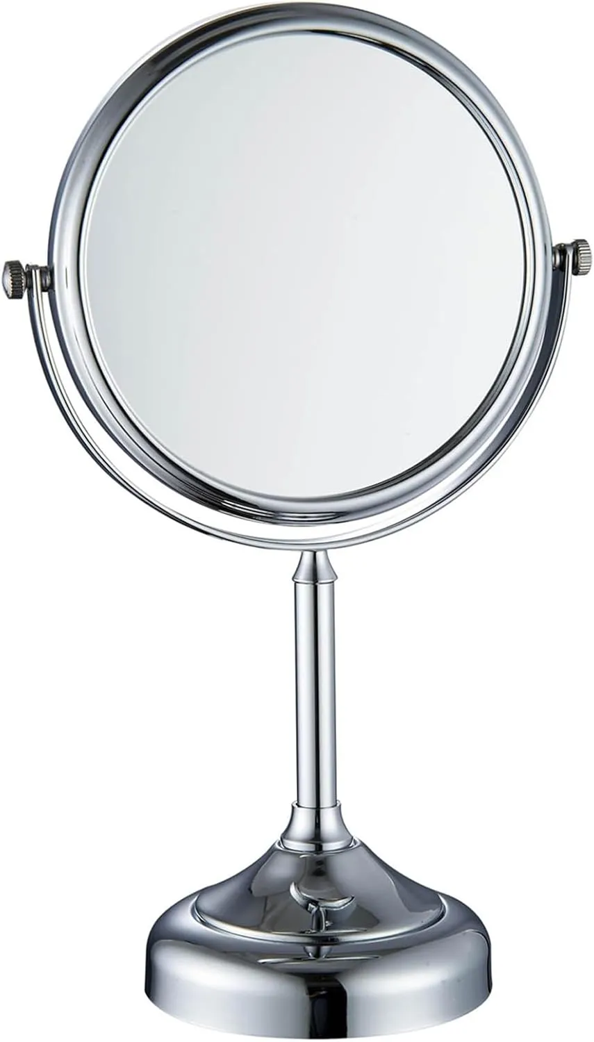 8 Inch Tabletop Standing Makeup Mirror, 2 Sided Rotated Magnifying Vanity Mirror, Countertop Round Brass Chrome HD Shaving Mirror,B,3X