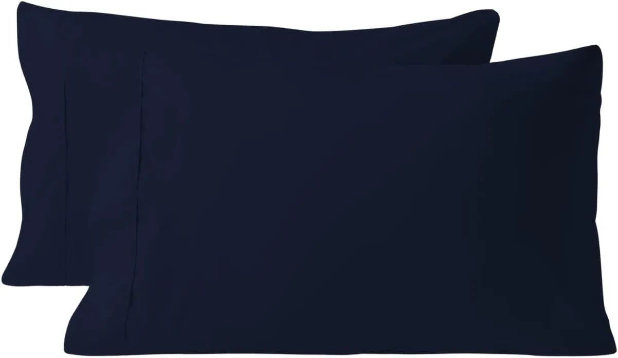 800 Thread Count Pillowcase Set of 2 100% Cotton Pillowcover 4 Inch Top Hem Long Staple Cotton Pillow Cover,Sateen Finish,Soft,Breathable Navy Blue Solid Standard Size (20 X 30)