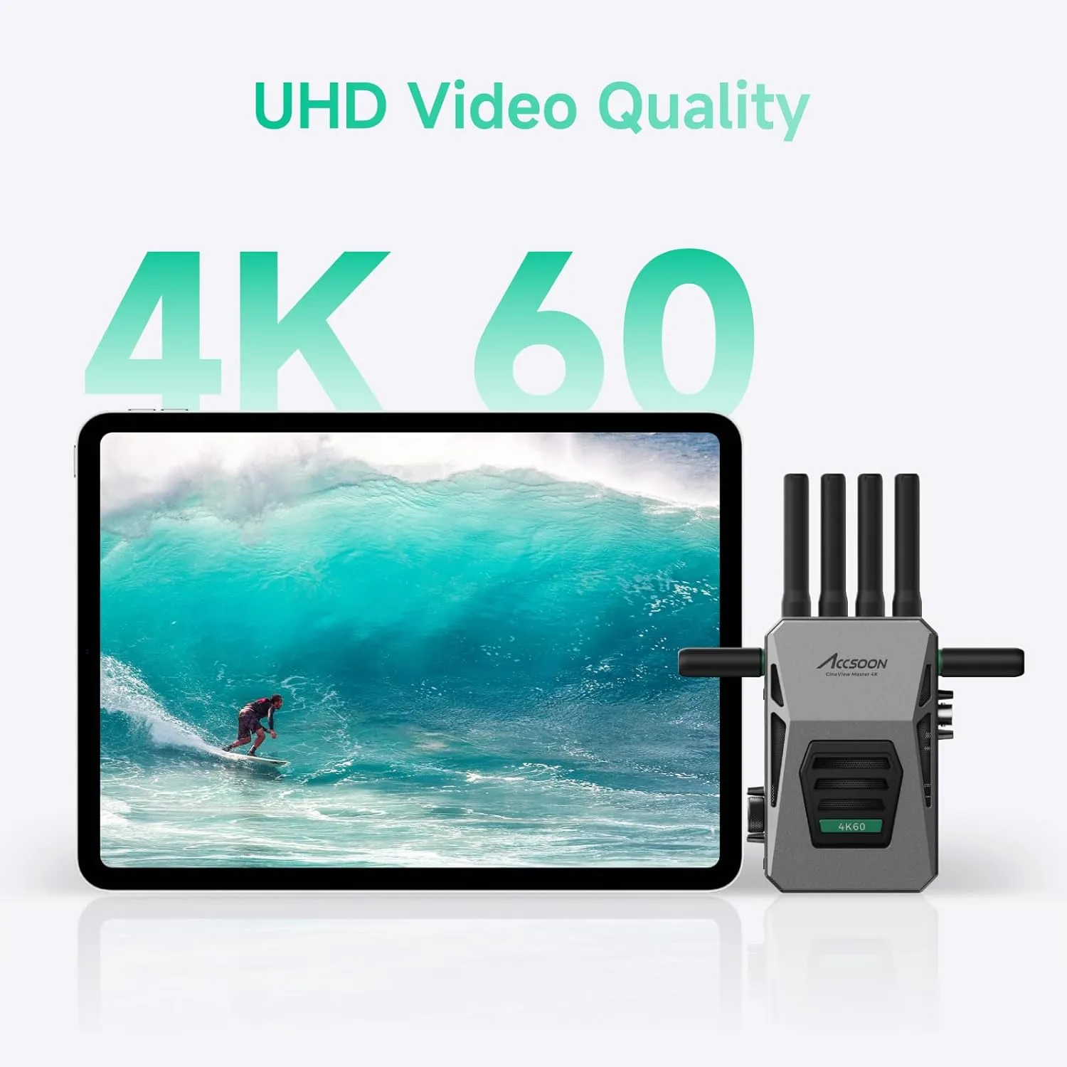 Accsoon CineView Master 4K Wireless Video Transmission System, 4K60/1080p60 HDMI Transmitter and Receiver, 2.4Ghz 5 6GHz Tri-Band, 25ms Latency 8202ft Range, 1 Wired iOS 4 Wireless Monitoring (TX RX)