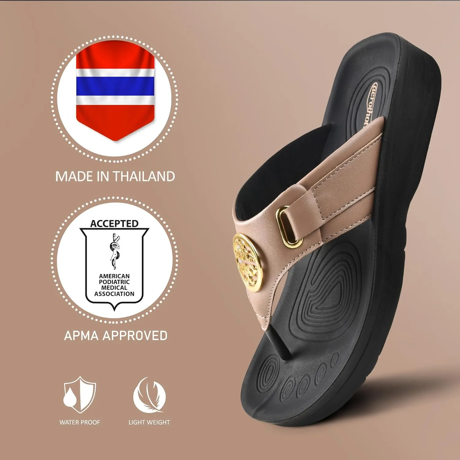 AEROTHOTIC Arch Support Flip Flops for Women Comfortable Stylish Straps with Non Slip Footbed Fashion Dressy Sandals Outdoor Travel Vacation Essentials