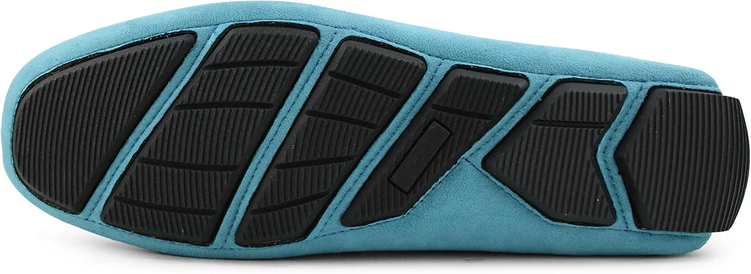 Amali Walken Men's Casual Slip-On Loafers, Driving Moccasin Shoes for Men with Silver Buckle, Available in Plush Microfiber and PU Leather