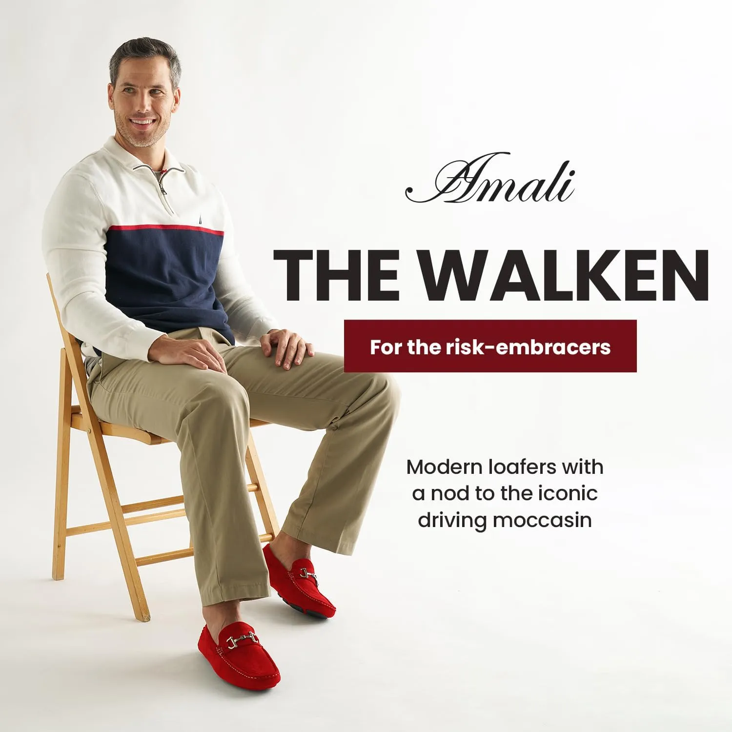 Amali Walken Men's Casual Slip-On Loafers, Driving Moccasin Shoes for Men with Silver Buckle, Available in Plush Microfiber and PU Leather