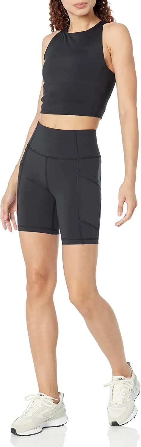 Amazon Essentials Women's Active Sculpt Moisture-Wicking High Waist Biker Shorts with Pockets