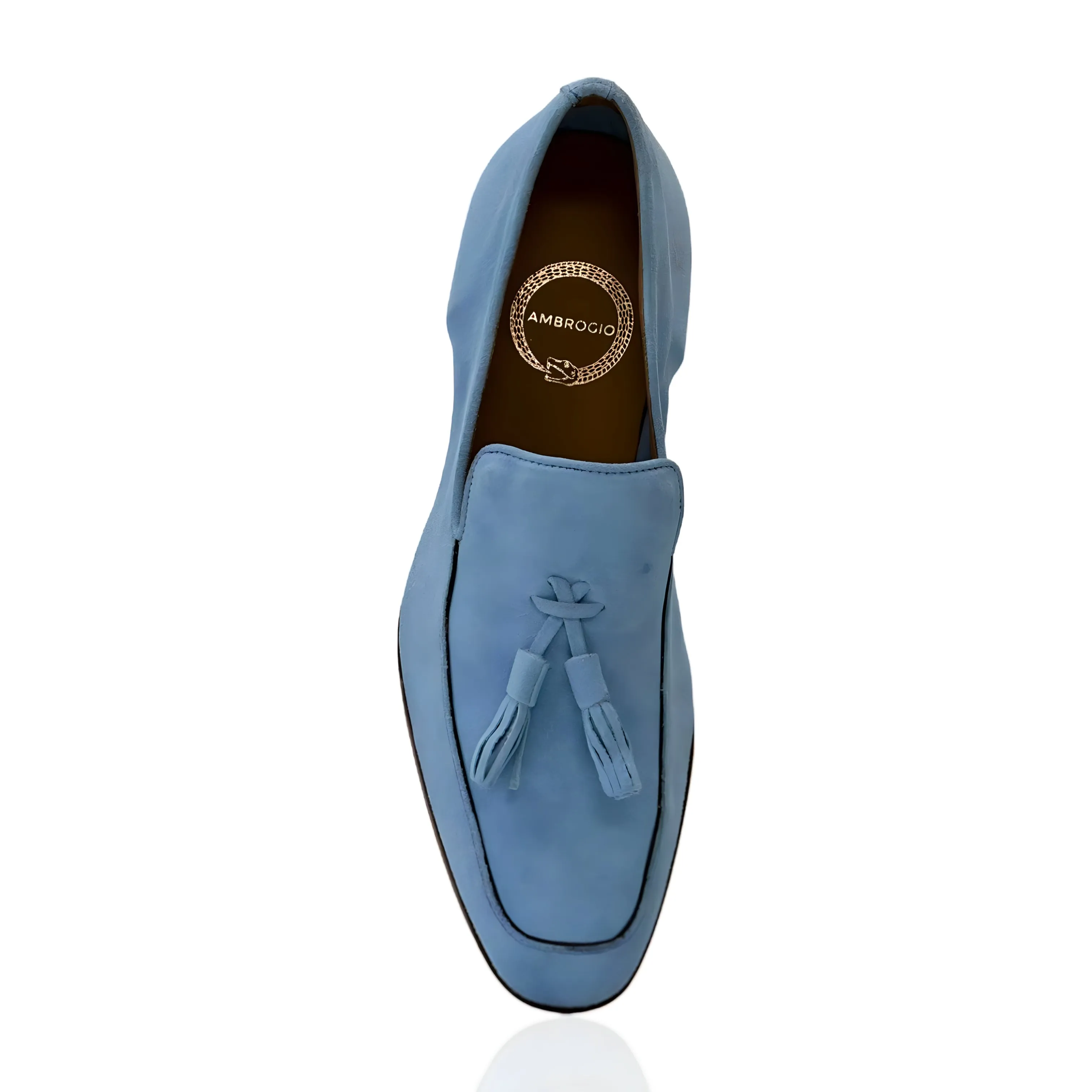 Ambrogio by Mezlan Men's Shoes Blue Suede Leather Tassels Loafers (AMZ1002)