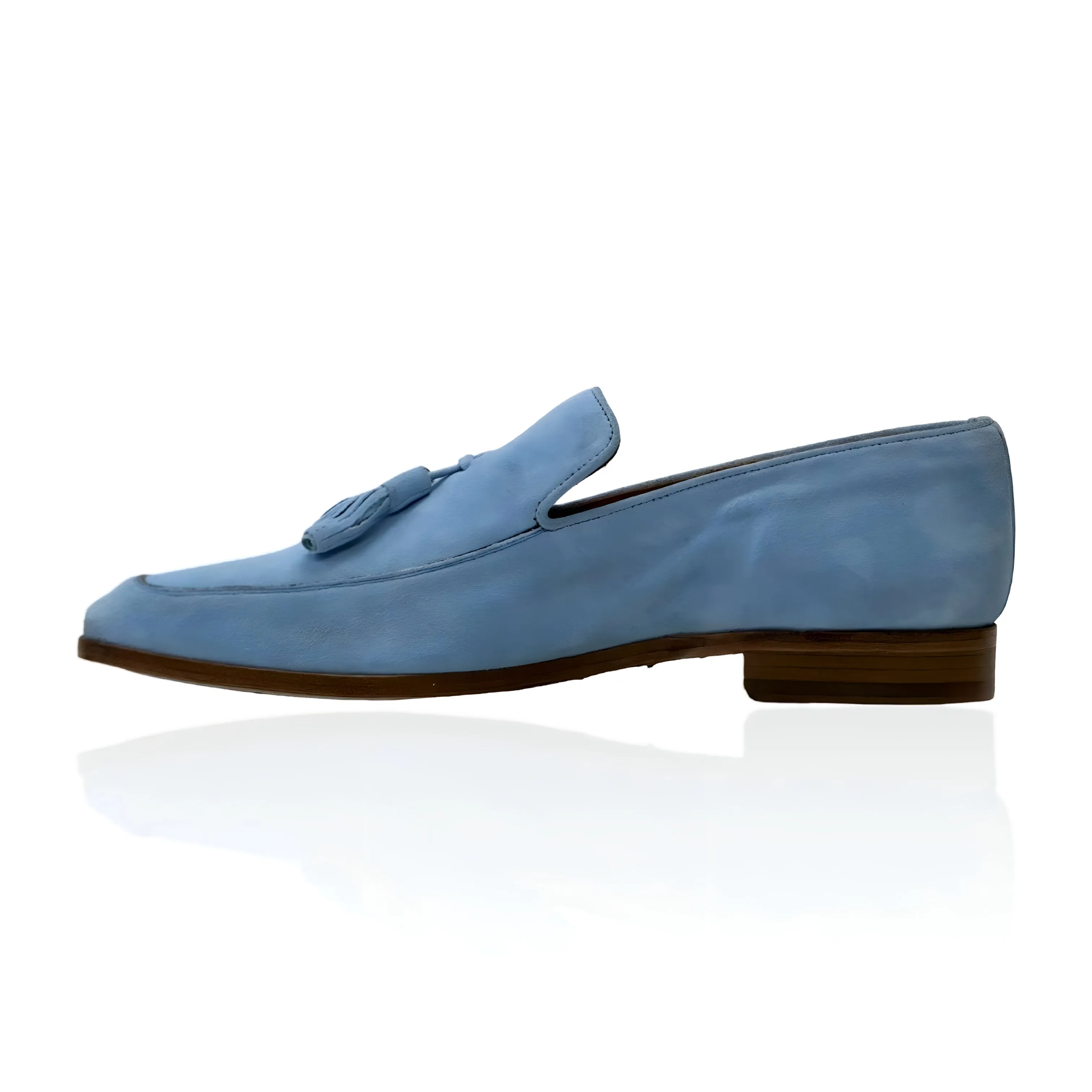 Ambrogio by Mezlan Men's Shoes Blue Suede Leather Tassels Loafers (AMZ1002)