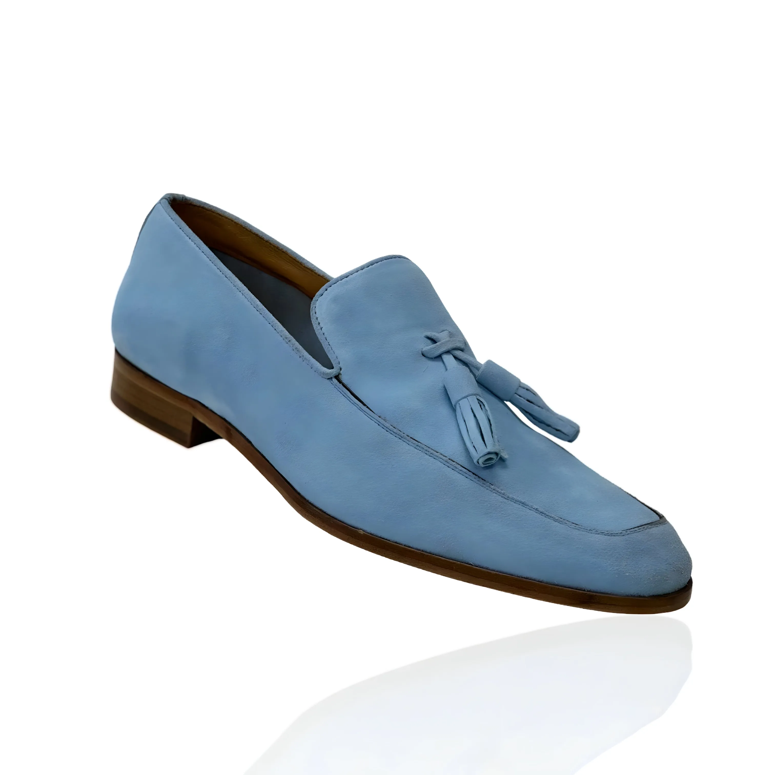 Ambrogio by Mezlan Men's Shoes Blue Suede Leather Tassels Loafers (AMZ1002)
