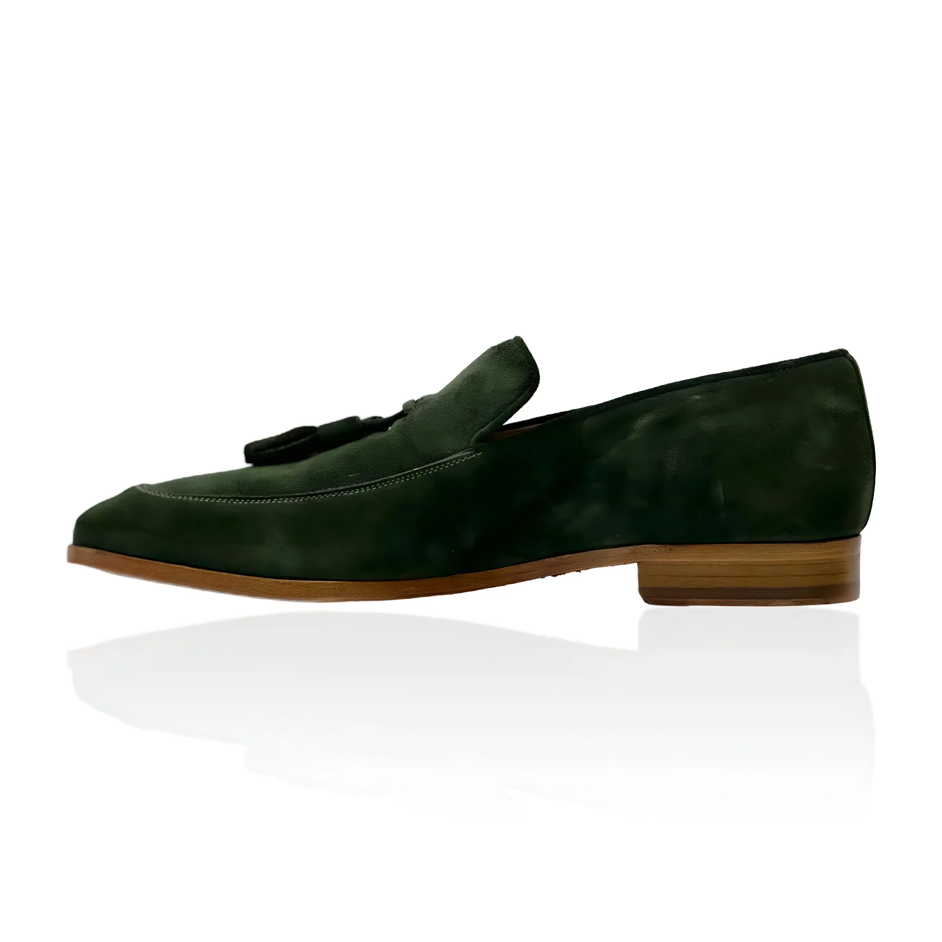 Ambrogio by Mezlan Men's Shoes Green Suede Leather Tassels Loafers (AMZ1001)