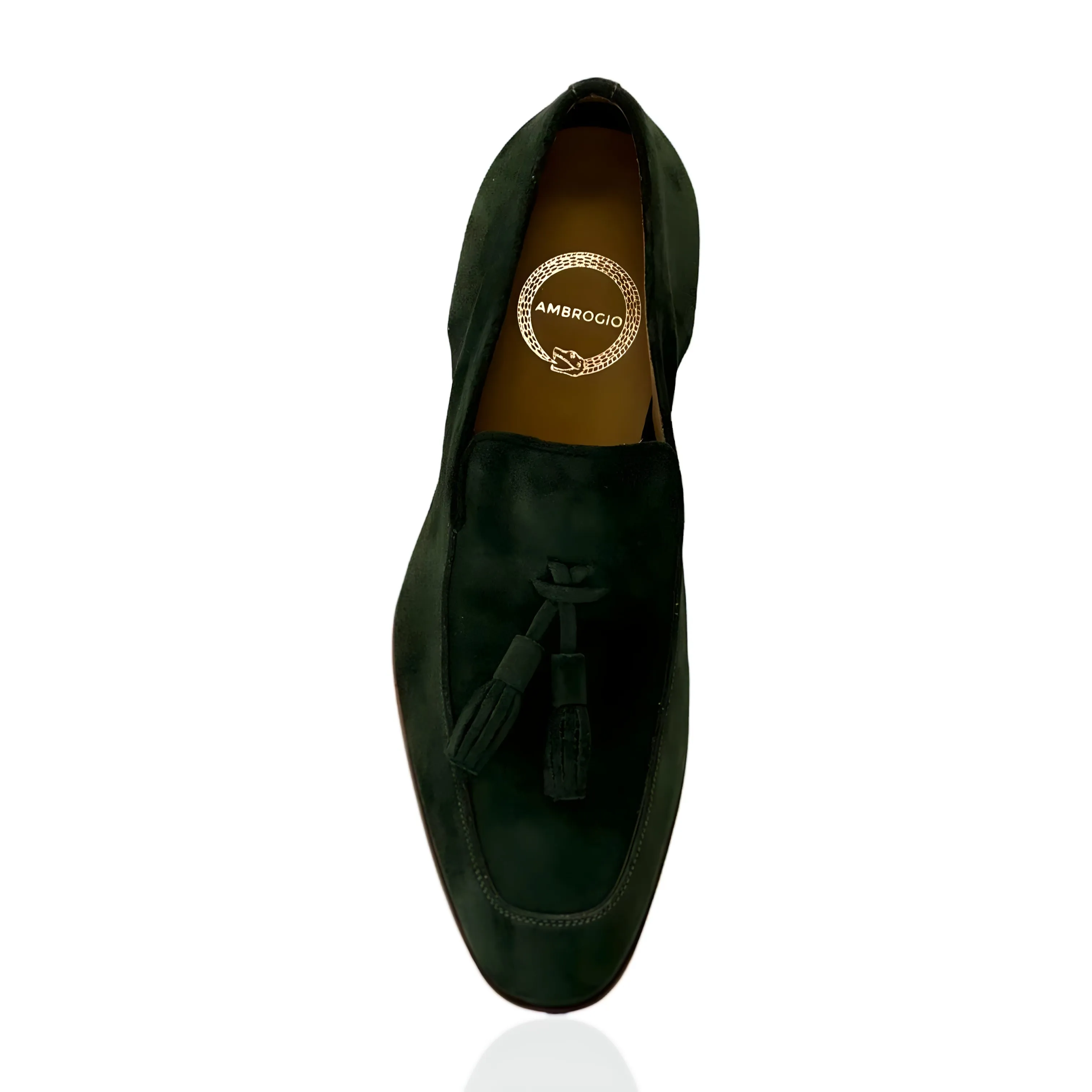 Ambrogio by Mezlan Men's Shoes Green Suede Leather Tassels Loafers (AMZ1001)