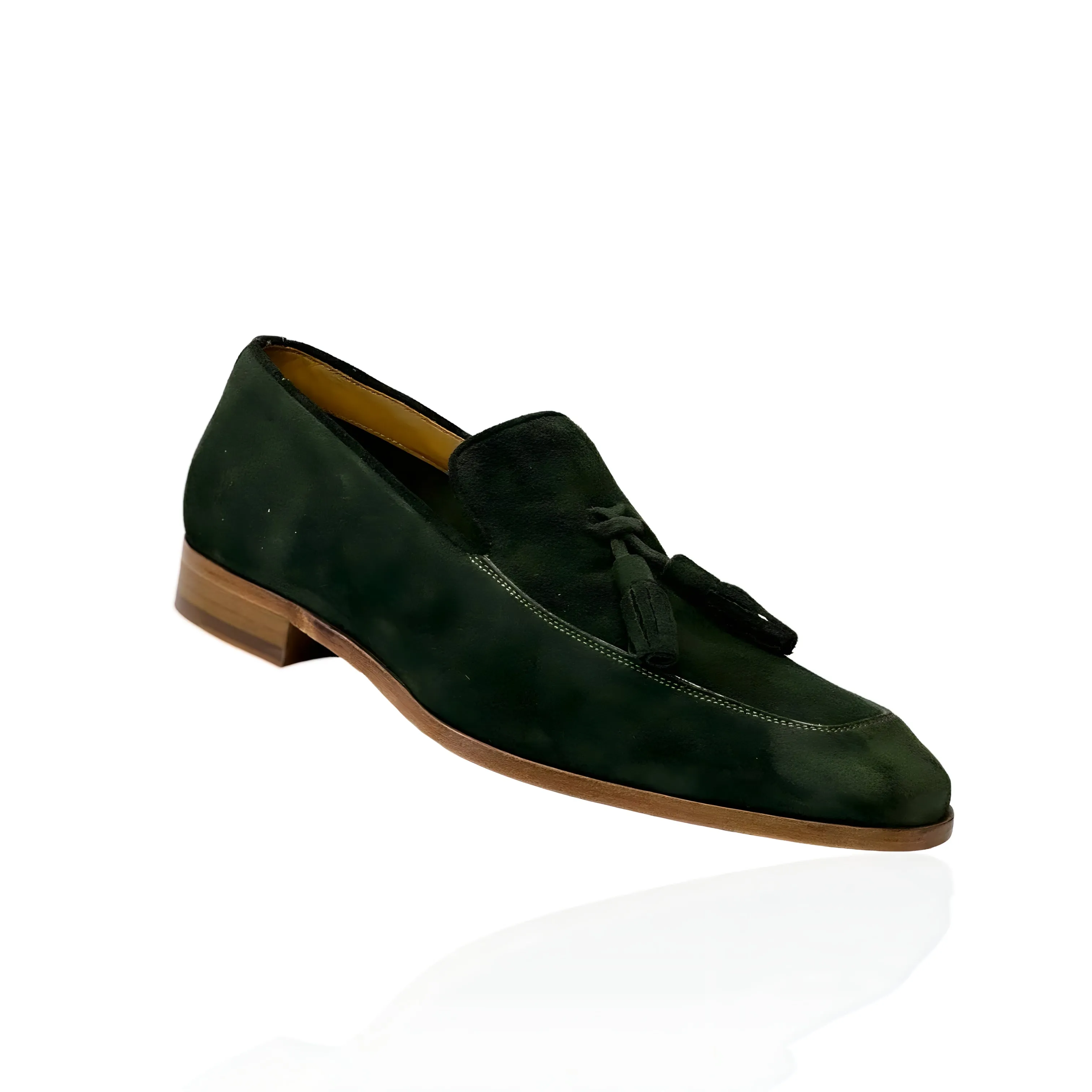 Ambrogio by Mezlan Men's Shoes Green Suede Leather Tassels Loafers (AMZ1001)
