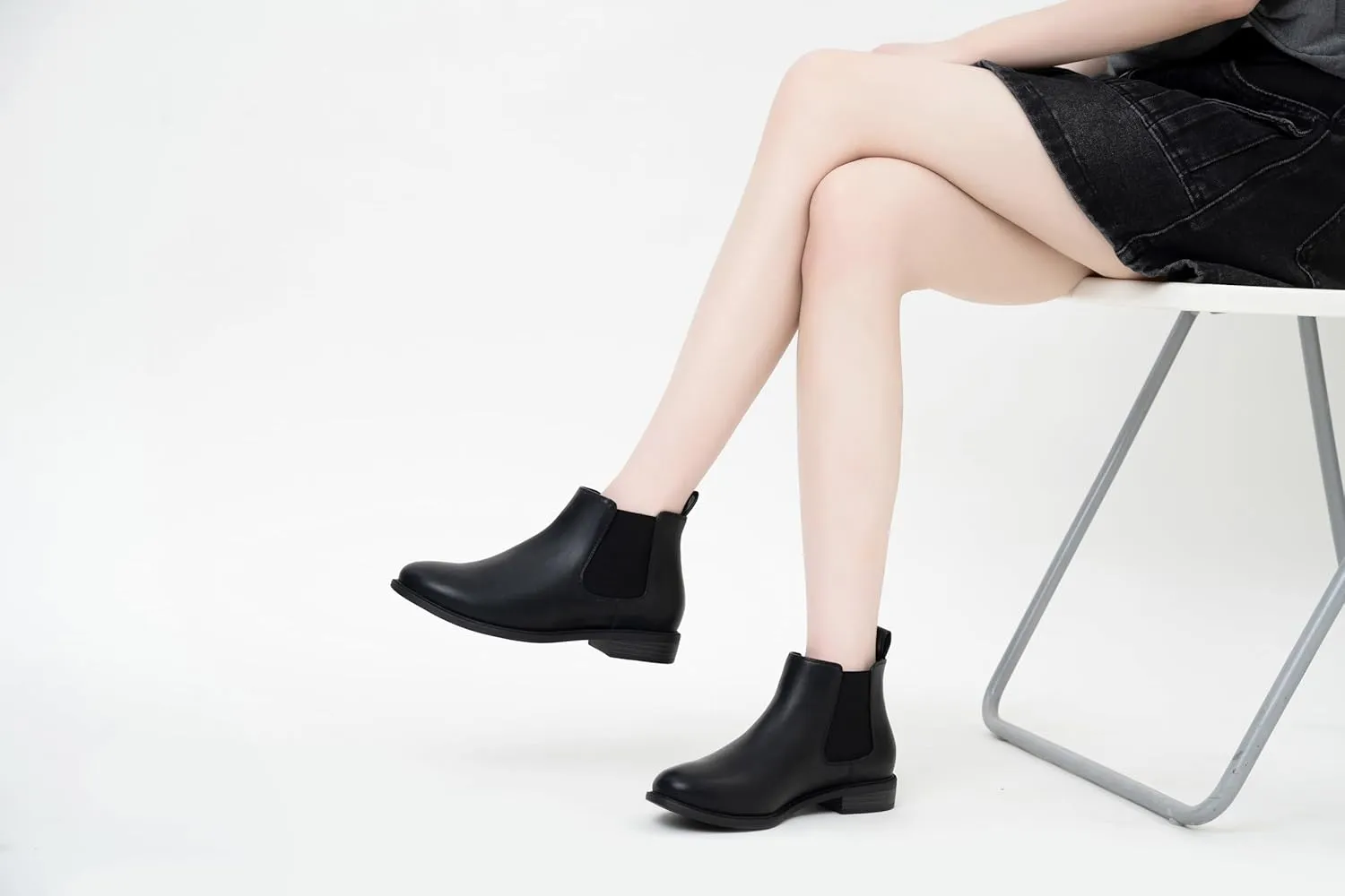 ANJOUFEMME Womens Fall Flat Chelsea Boots, Classic Comfortable Short Ankle Boots, Fashion Dress Booties