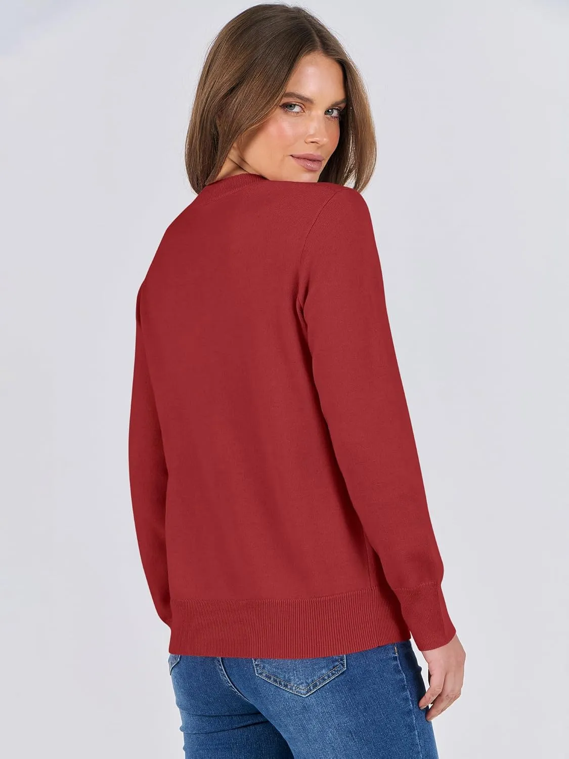 ANRABESS Women's Long Sleeve Crewneck Classic 2025 Fall Soft Loose Fit Basic Pullover Sweaters Top