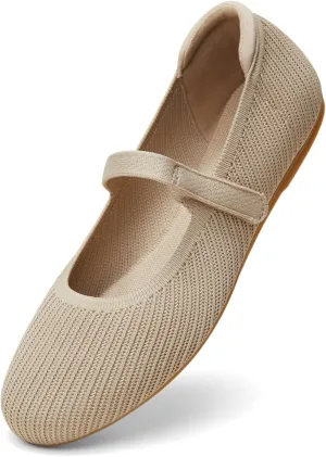 Arromic Ballet Flats for Women Round Toe Mary Jane Shoes Comfortable Dressy Women Flats Adjustable Straps Washable Knit Slip On Shoes