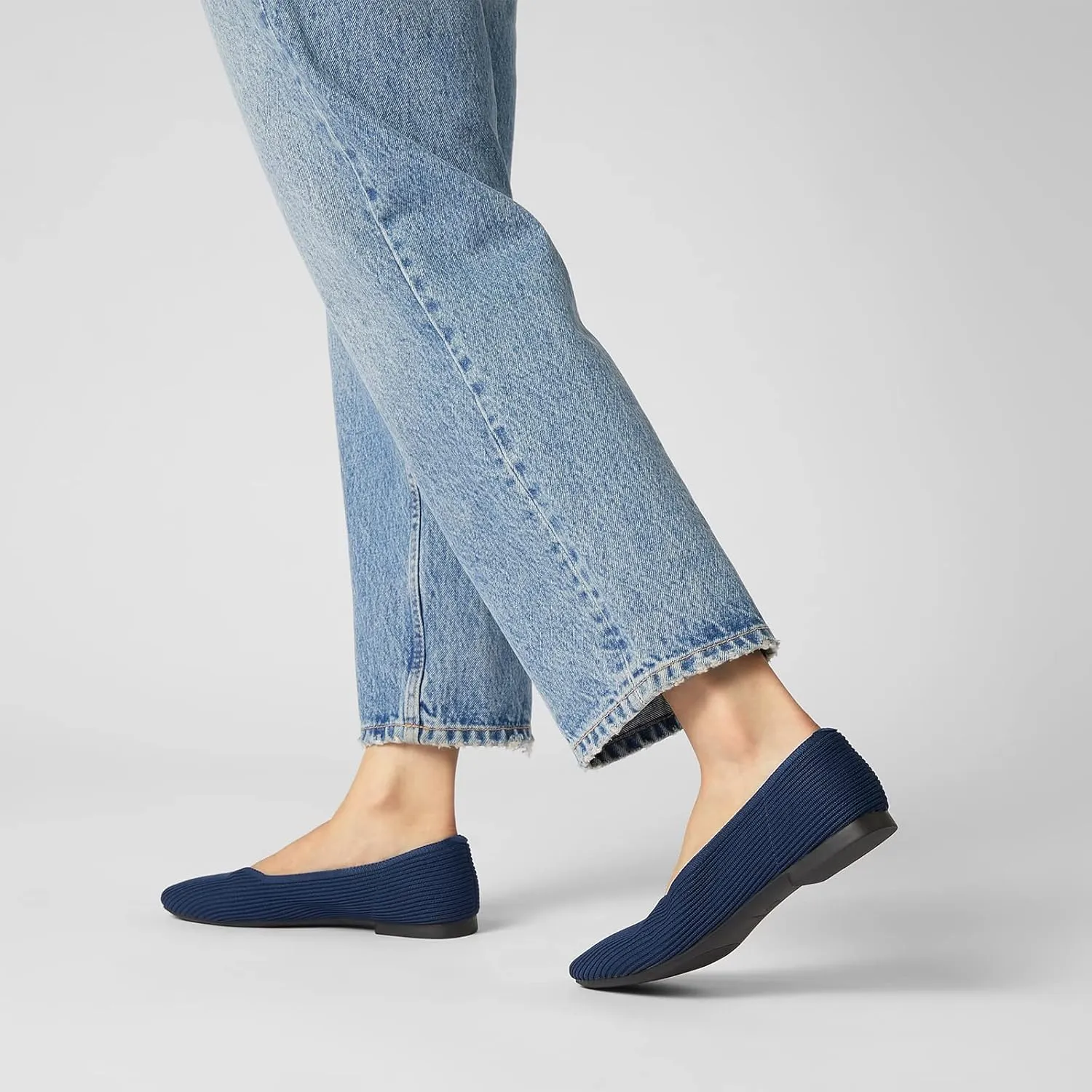 Arromic Black Flats Shoes for Women, Square Toe Ballet Flats Shoes, Washable Comfortable Knit Flats for Women, Soft Slip on Black Flats for Dressy Wedding Work Office Casual