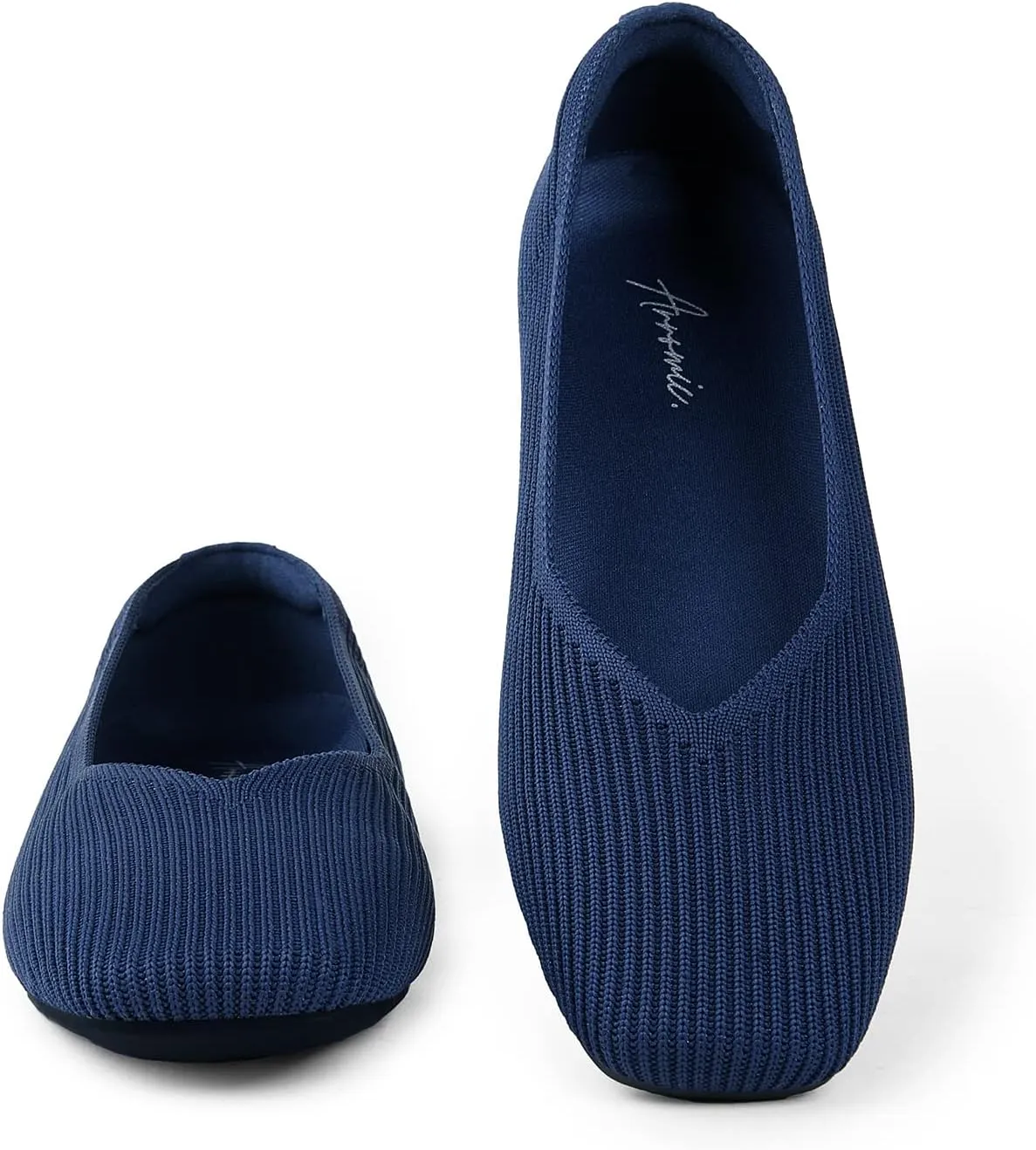 Arromic Black Flats Shoes for Women, Square Toe Ballet Flats Shoes, Washable Comfortable Knit Flats for Women, Soft Slip on Black Flats for Dressy Wedding Work Office Casual