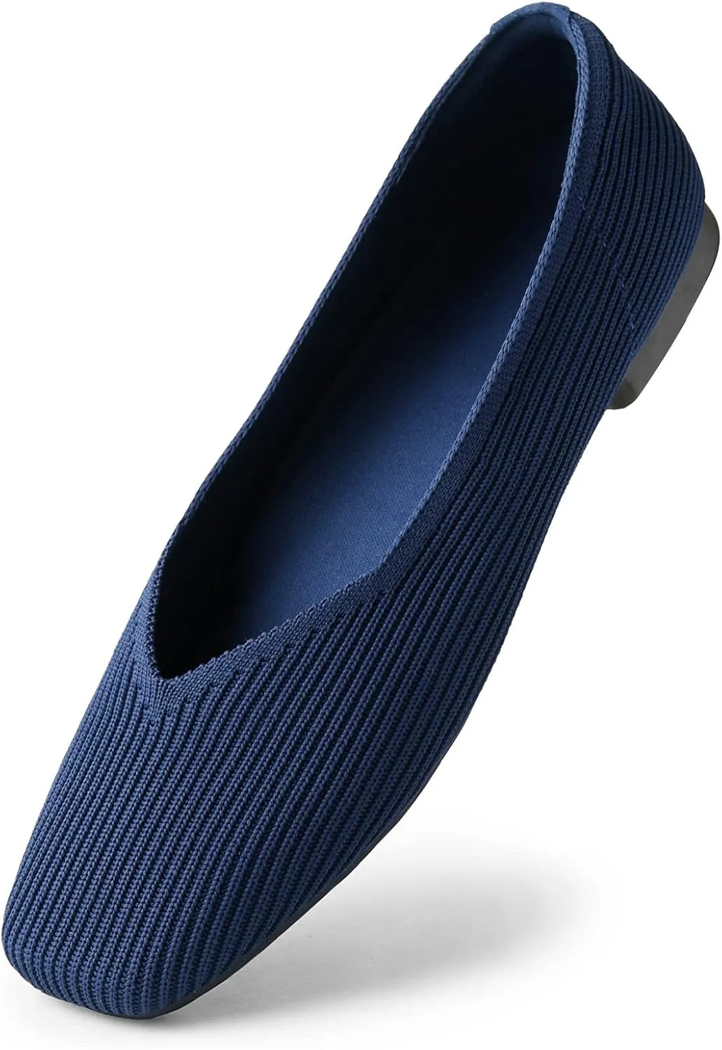 Arromic Black Flats Shoes for Women, Square Toe Ballet Flats Shoes, Washable Comfortable Knit Flats for Women, Soft Slip on Black Flats for Dressy Wedding Work Office Casual