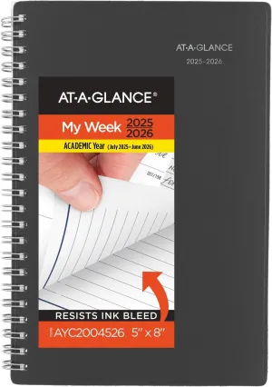 AT-A-GLANCE Planner 2025-2026 Academic, Weekly & Monthly, 5" x 8", Small, Monthly Tabs, Flexible Cover, DayMinder, Charcoal (AYC20045)