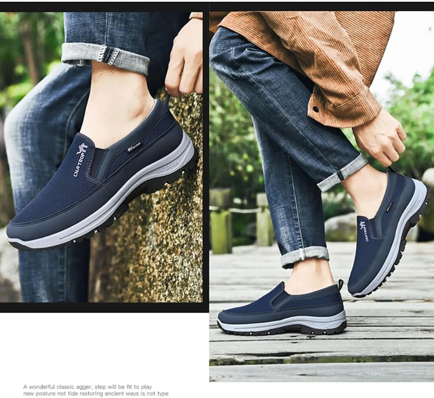 Auguscare Shoes Men, Orthowalkway Mens Shoes, Men's Arch Support Slip-On Canvas Loafers