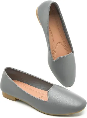 BABUDOG Womens Flats with Synthetic Leather,Classic Black and White Flats Shoes,Dress Shoes for Women