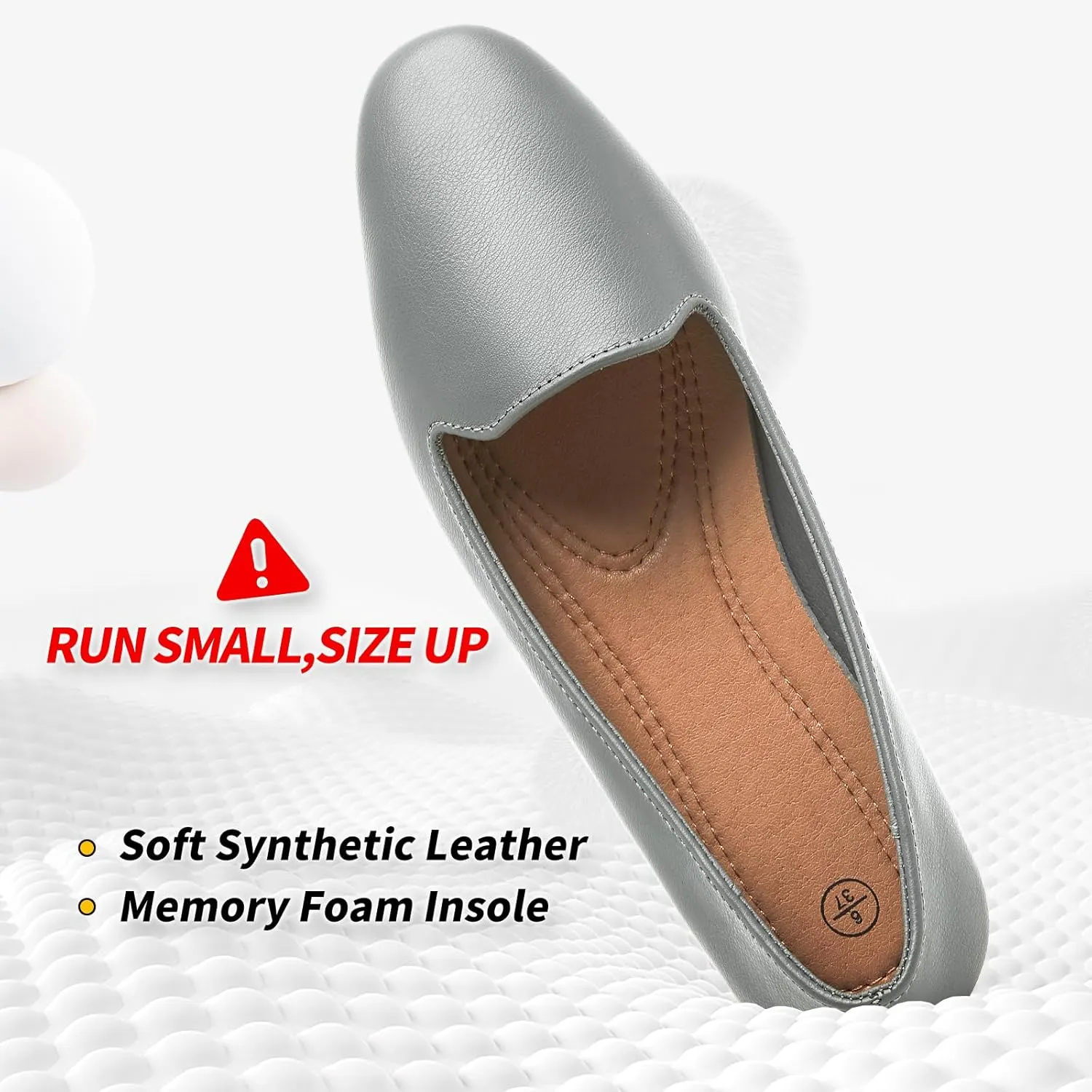 BABUDOG Womens Flats with Synthetic Leather,Classic Black and White Flats Shoes,Dress Shoes for Women