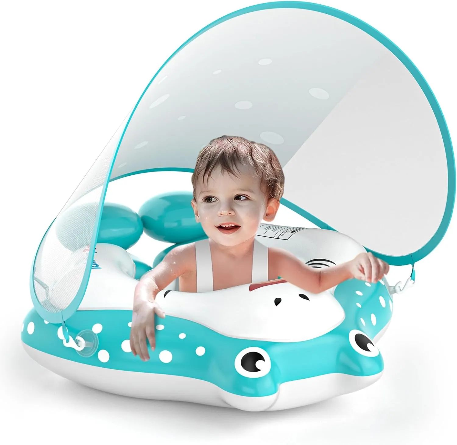 Baby Pool Float, Cellulera Inflatable Toddler Pool Float Baby Swimming Pool Float with UPF50  Protection Canopy, Adjustable Safety Seat Add Tail No Flip Over, Baby Swim Float for Age of 3-12 Months