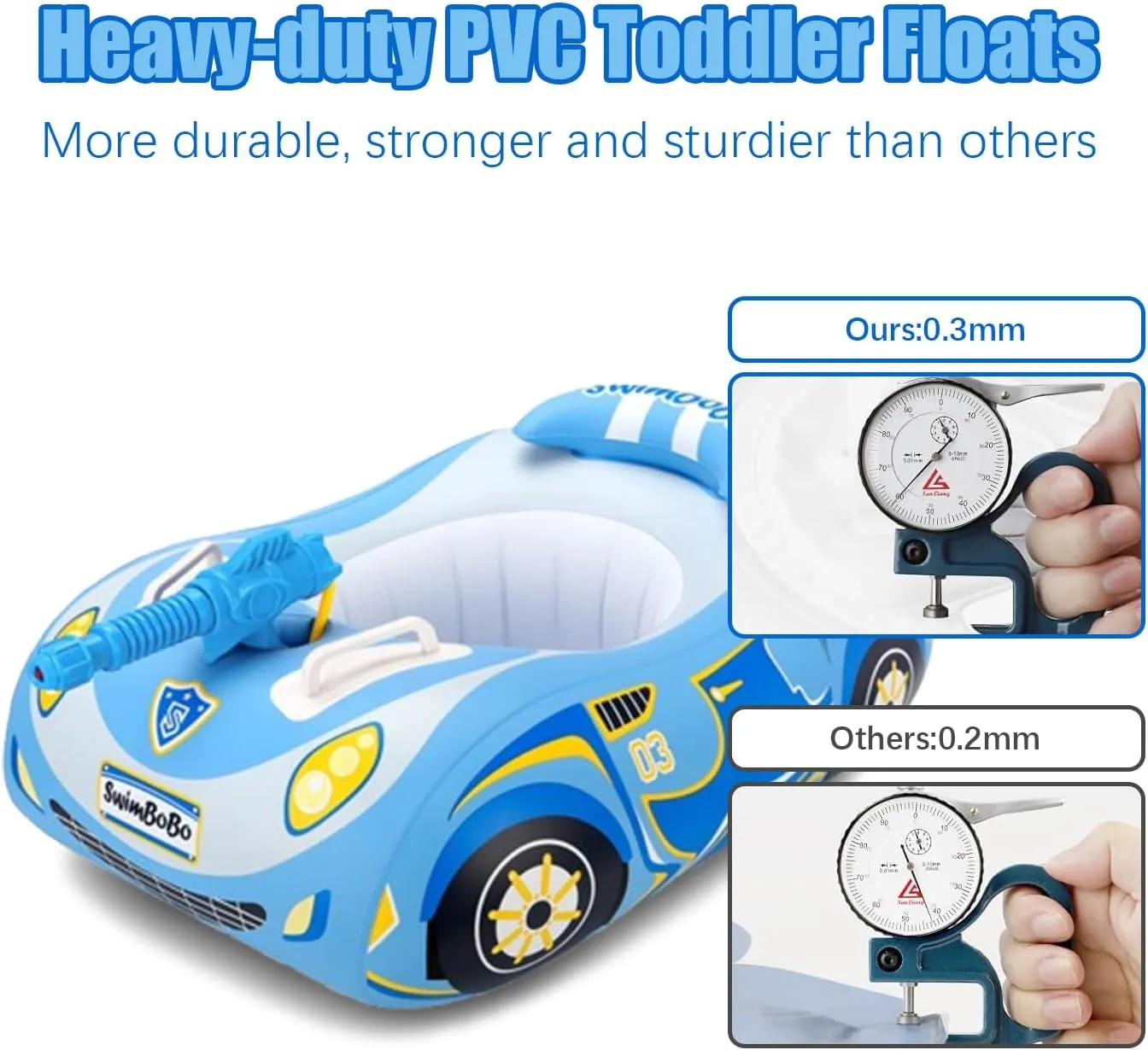 Baby Pool Float with 3D Car Design, PVC Baby Swim Float, Toddler Pool Float, Swimming Floats Seat Boat Pool Toys with Steering Wheel for 12-18, 12-24 Months, Age 2-3, 1-4 Years Girl Boy