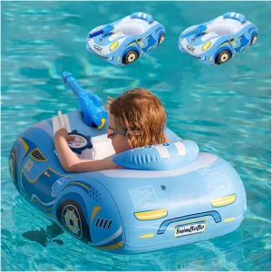 Baby Pool Float with 3D Car Design, PVC Baby Swim Float, Toddler Pool Float, Swimming Floats Seat Boat Pool Toys with Steering Wheel for 12-18, 12-24 Months, Age 2-3, 1-4 Years Girl Boy