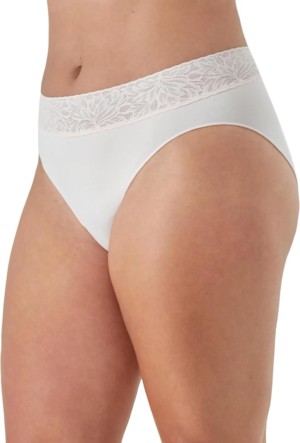 Bali Women's Hi Underwear 3-Pack, Modern Seamless Lace Trim High Cut Panties